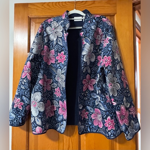Alfred Dunner Jackets & Blazers - Alfred Dunner Navy and Pink Floral Blazer